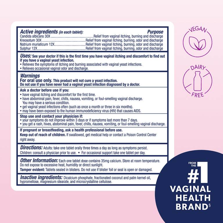 AZO Yeast Plus Dual Relief Tablets, Yeast Infection + Vaginal Symptom Relief, 60 Ct
