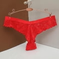 thumbnail image 5 of Gibobby Bragas Bikini Elásticas Mujeres Stretch G String Panty Lace Trim 5 colores Cómoda ropa interior sexy （Rojo， L), 5 of 5