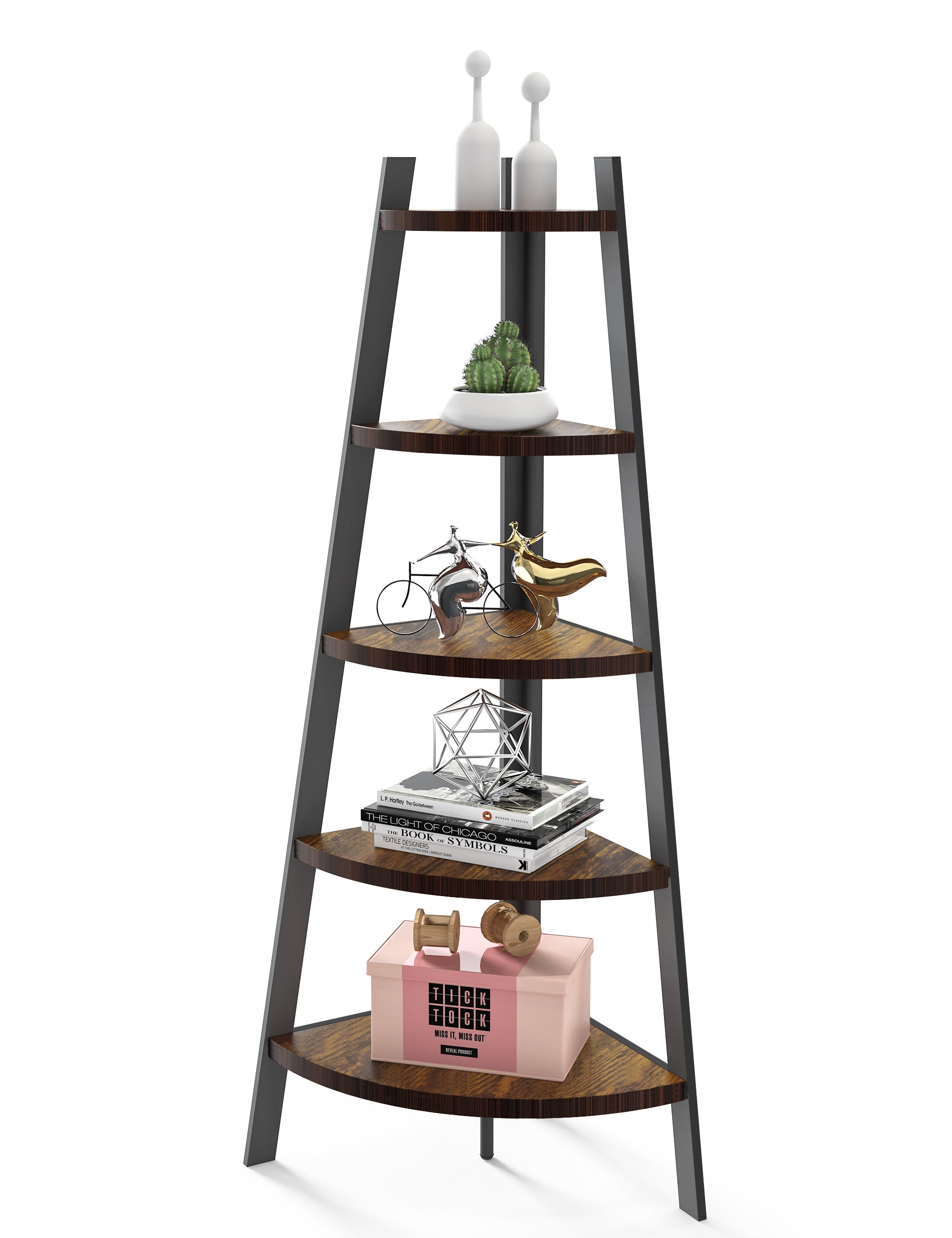 Evajoy Corner Shelf, 5 Tier Corner Shelf Tall Rustic Multipurpose