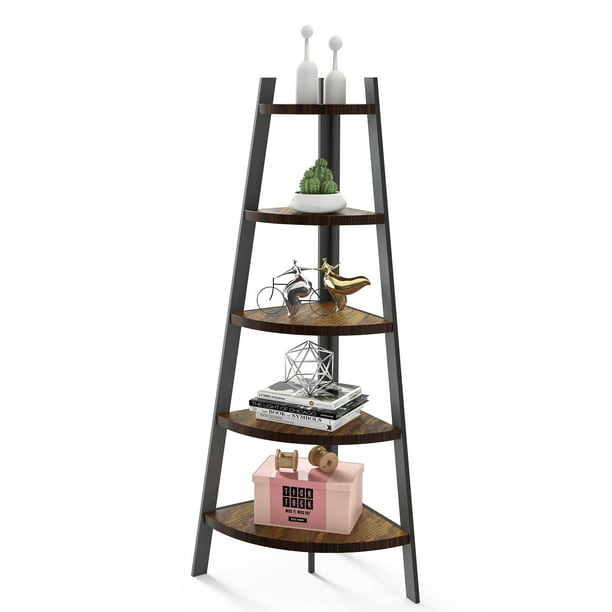 Evajoy Corner Shelf, 5 Tier Corner Shelf Tall Rustic Multipurpose
