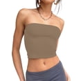 thumbnail image 2 of Women'S Tube Tops Strapless Crop Tops Basic Backless Sleeveless Going Out Outfits Summer Clothes Camel Color M, 2 of 8