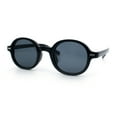 thumbnail image 5 of Vintage Vibe Hipster Fashion Round Plastic Horn Rim Sunglasses All Black, 5 of 8