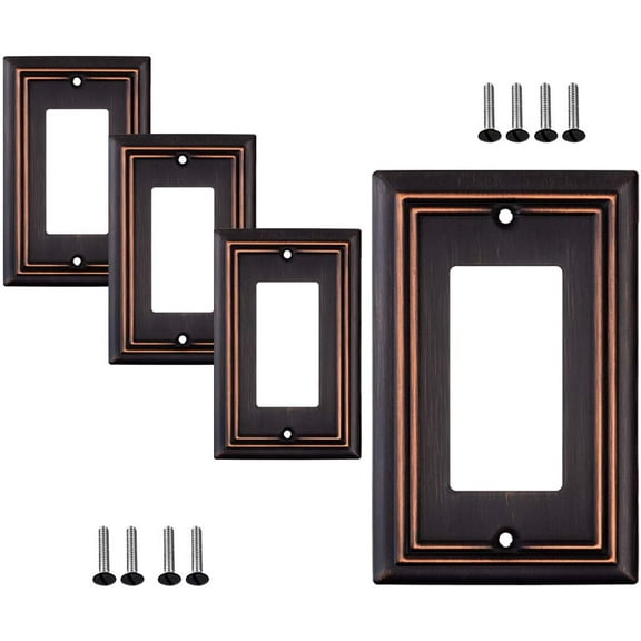 Sleeklighting 4 Pack Beveled Oil Rubbed Bronze Outlet Covers | 1 Gang Decorator