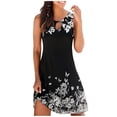 thumbnail image 1 of Pisexur Robes d'Été Grande Taille pour Femmes Décontractées à Col Rond Sans Manches à Imprimé Floral Robe Courte Robes d'Été de Plage Robes d'Été, 1 of 6