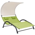 thumbnail image 1 of vidaXL Double Sun Lounger with Canopy Textilene Green, 1 of 5