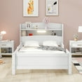 thumbnail image 7 of Yoneston Twin Size Platform Bed with Storage Headboard and Built-in LED Light, Wooden Kids Todder Bed Frame with Safety Guardrail for Girls Boys, White, 7 of 7