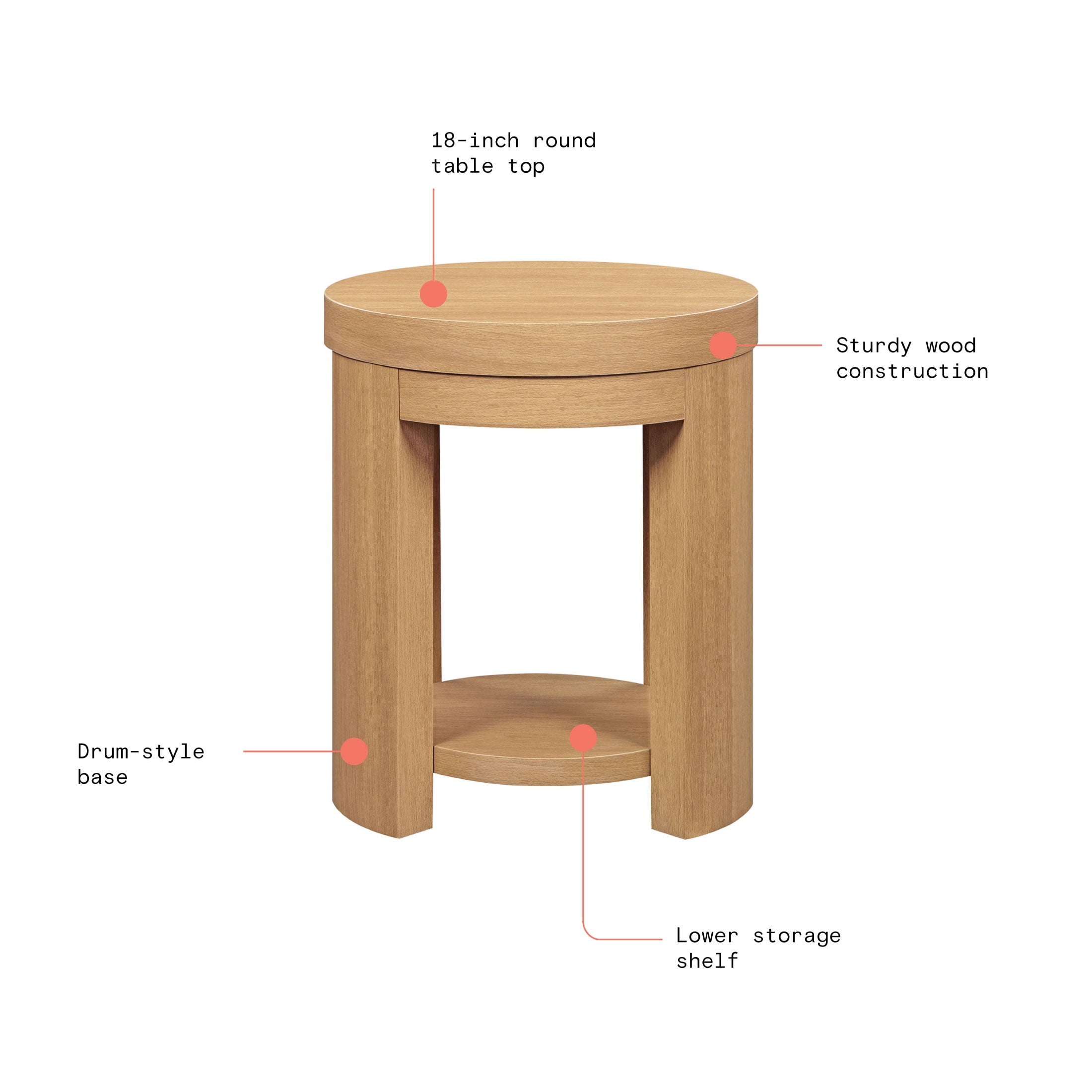 Beautiful Drew Side Table, Warm Honey finish