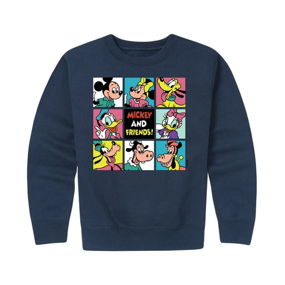 Mickey & Friends - Mickey And Friends Grid - Toddler And Youth Crewneck Fleece Sweatshirt