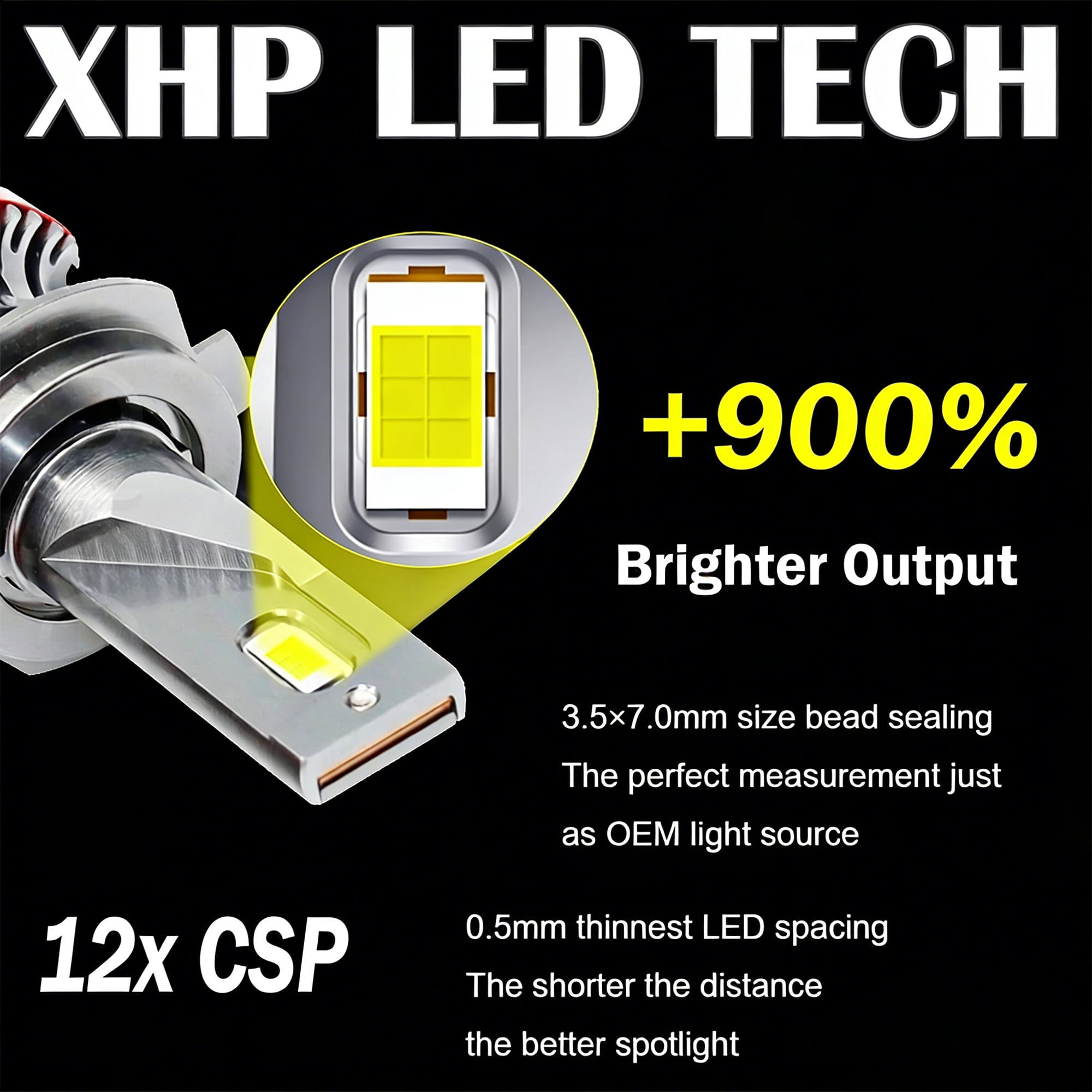 9007/HB5 High Low Beam LED Headlight Bulbs for Hummer H2 2003-2009, 200W 30000LM 6000K 2-Pack