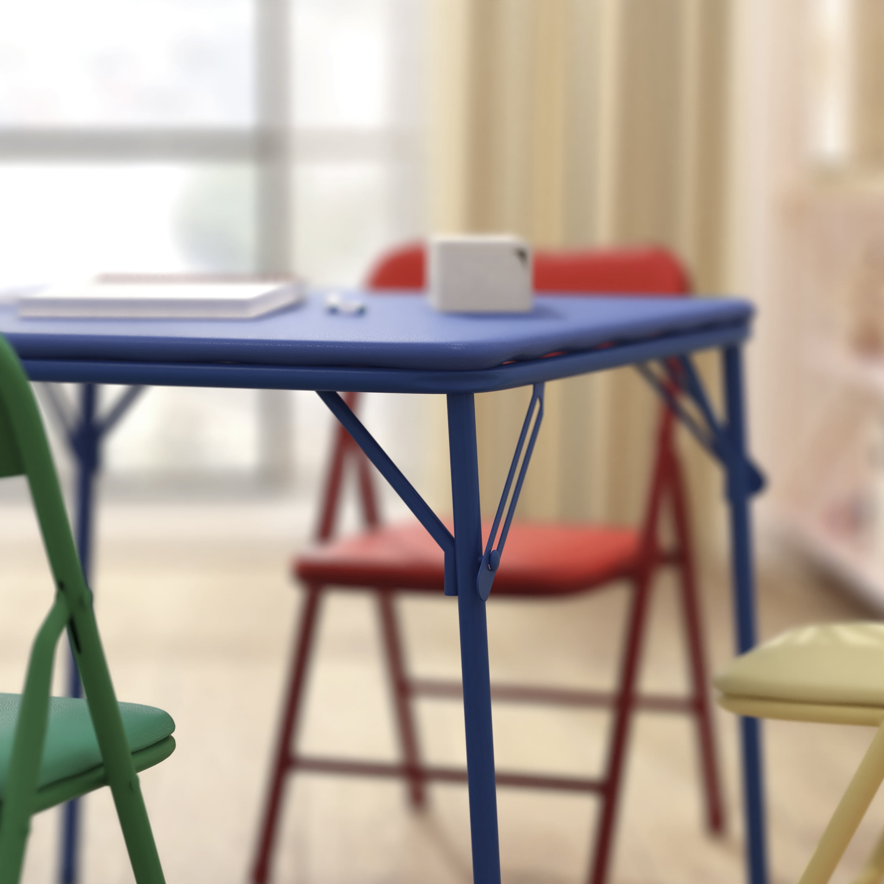 HBCY Creations Kids 5-Piece Folding Table and Chairs Seating for 4 Multicolor