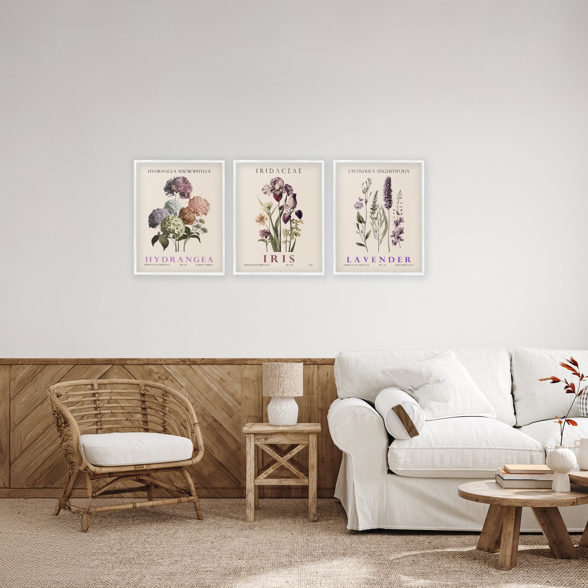 Stupell Industries Botanical Bundles & Sprigs 3 Piece White Framed Giclee Art Set, design by Christopher Giampietro