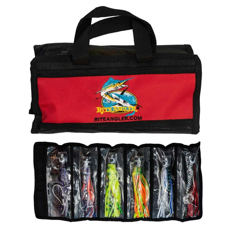 Rite Angler 9″ Chugger Head Trolling Lures Set of 6 Teasers in Carrying  Case for Saltwater Offshore Big Game Fishing