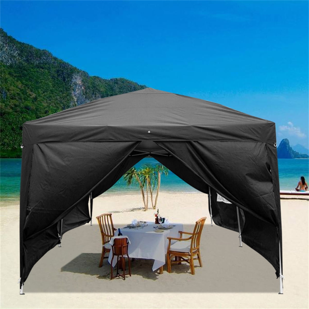 Lowestbest 10'x20'Outdoor Pop Up Tent with 6 Sidewall, Folding Gazebo Party Tent with Carry Bag, Black Lowestbest 10'x20'Outdoor Pop Up Tent with 6 Sidewall, Folding Gazebo Party Tent with Carry Bag, Black