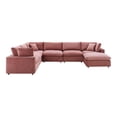 thumbnail image 3 of Modway Commix 7-Piece Down Filled Overstuffed Performance Velvet Sectional Sofa in Dusty Rose, 3 of 5