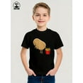 thumbnail image 2 of MAWOTEA Chicken Nugget OR Fries Lover Funny Graphic T-shirt for Kids,Black Fabric 100% Cotton, 2 of 5