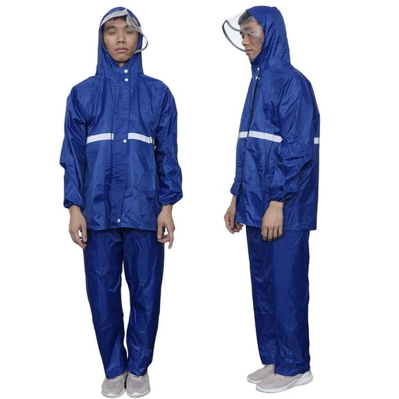 Raindrops 1 Set Rainsuit For Adult Waterproof Polyester With Adjustable Hood For Hiking And Mountaineering