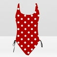 thumbnail image 4 of UTSJKR American Trends One Piece Swimsuit Women U Neck Polka Dot Print Bathing Suits Athletic Modest Swimwear Red M, 4 of 6