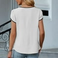 thumbnail image 4 of Hot days, bold styles Olyvenn Women's Dressy Casual Blouses Business Casual Work Top Color Block V Neck Cap Sleeve Shirts Summer 2025 White S, 4 of 4
