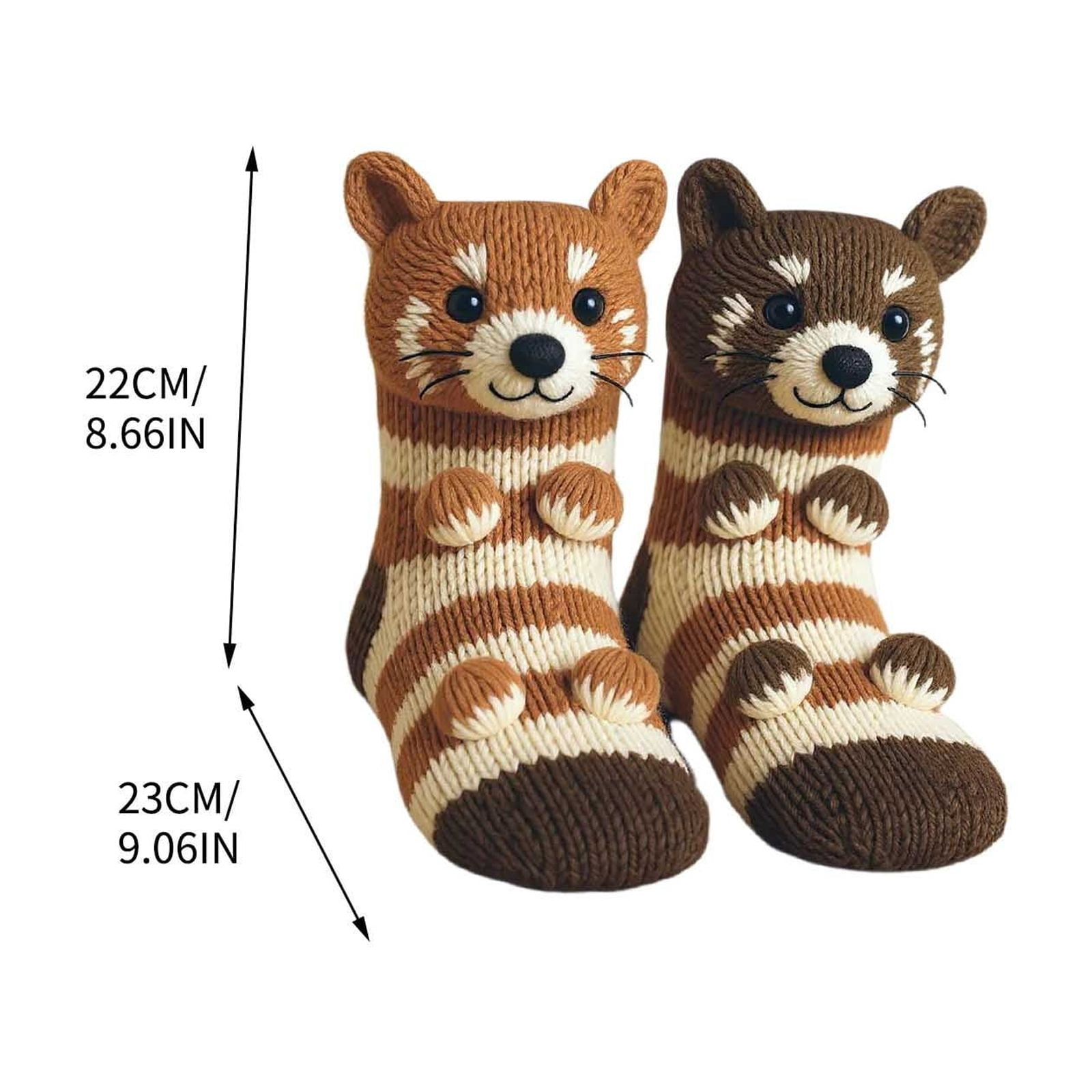 3D Knit Animal Socks, Animal Socks Hand Crocheted, Funny Novelty Christmas Floor Sock, Double-Layer Cotton (1 Pair, Style-a)