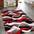 thumbnail image 2 of Red Gray Stripes Area Rugs 3x5 ft Abstract Art Modern Geometric Curve Washable Rug Non Slip Indoor Carpet Absorbent Floor Mat for Living Room Bedroom Dining Room, 2 of 9