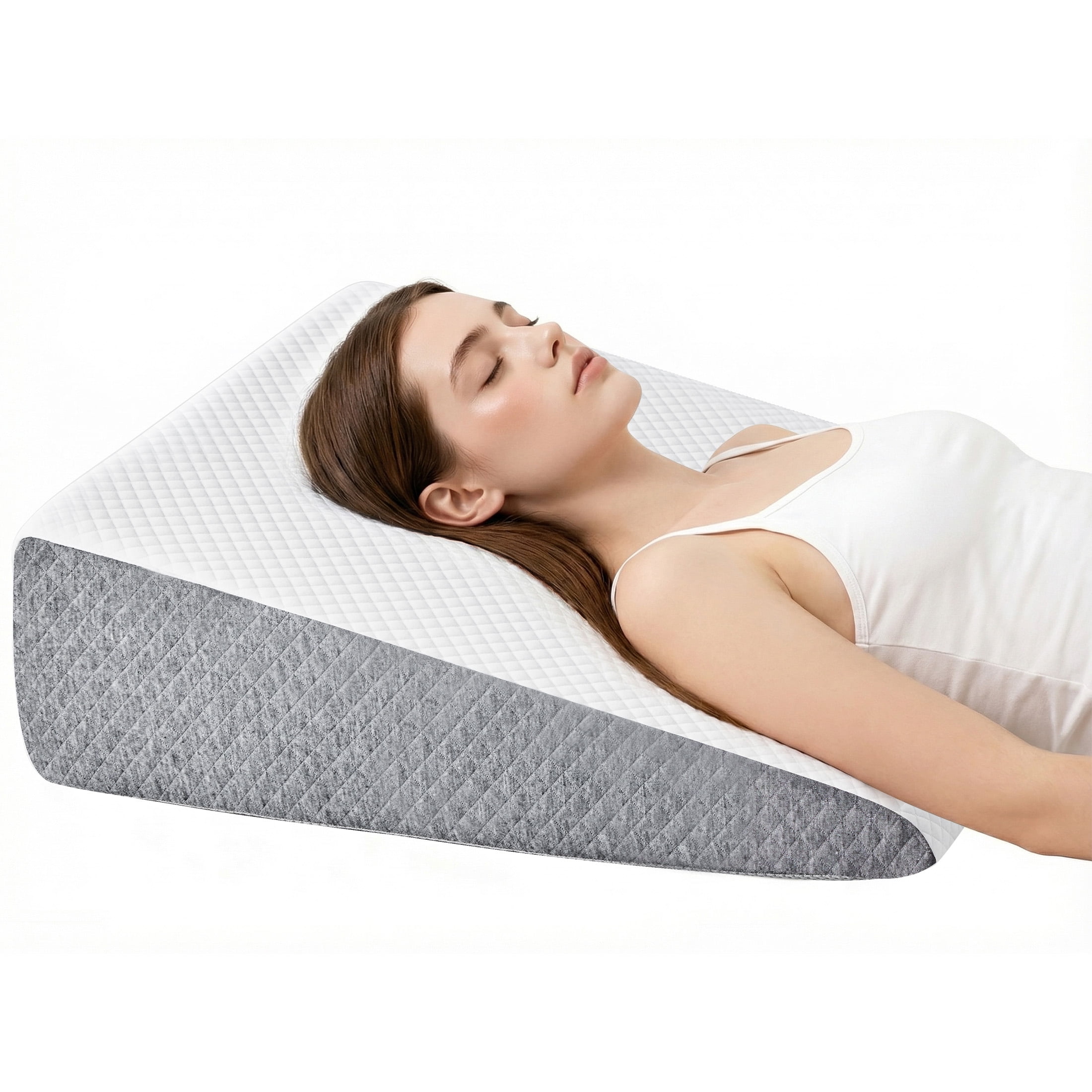 EDX Bed Wedge Pillow, Foam Bed Pillow with Washable Cover for Sleep Apnea, Acid Reflux, and Back Pain Relief, Leg Elevation, Incline Cushion for Sleeping (Standard Width 7.5" Height)