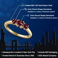 thumbnail image 2 of Gem Stone King 10K Yellow Gold Red Rhodolite Garnet Engagement Ring for Women | 1.34 Cttw | Round 5MM | Gemstone January Birthstone | Size 8, 2 of 6