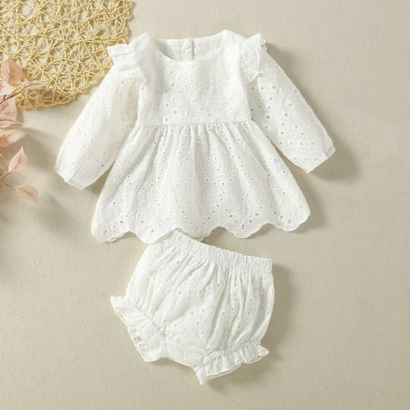

Toddler Girls Outfit Sets Autumn Winter Solid Color Lace Ruffle Long Sleeve Romper Bodysuit Shorts Outwear
