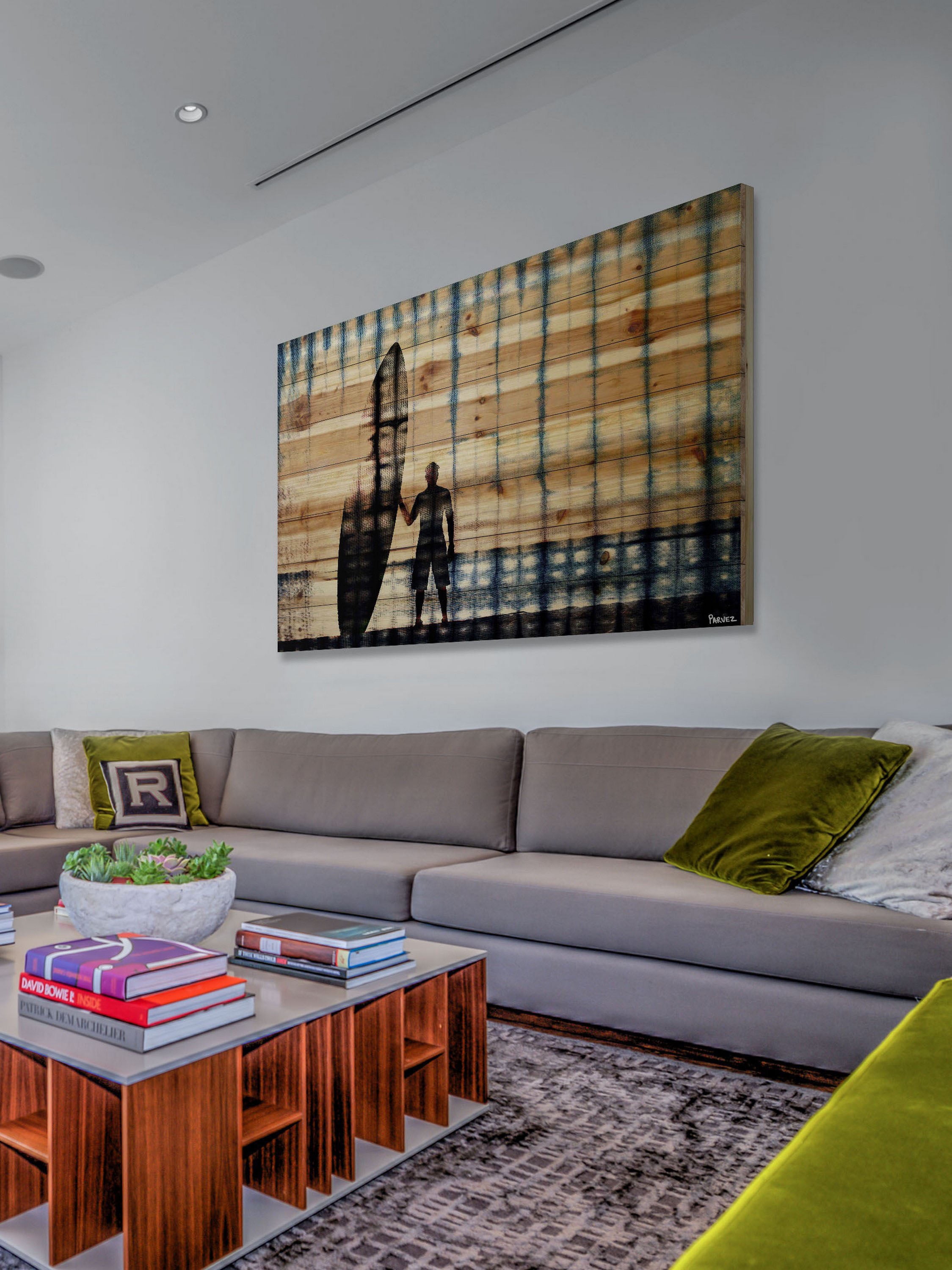 Parvez Taj Surf at Dusk Pinewood Wall Art, 20" x 30"