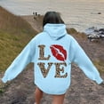 thumbnail image 5 of XIAOCHA WoMen's Hoodie Oversized Long Sleeve Hooded Pullover Soft Leopard LOVE & Red Lip Graphic Casual Daily Top, 5 of 7