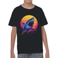 thumbnail image 2 of Retro Sunset Shark Attack Youth's T-shirt, 2 of 3