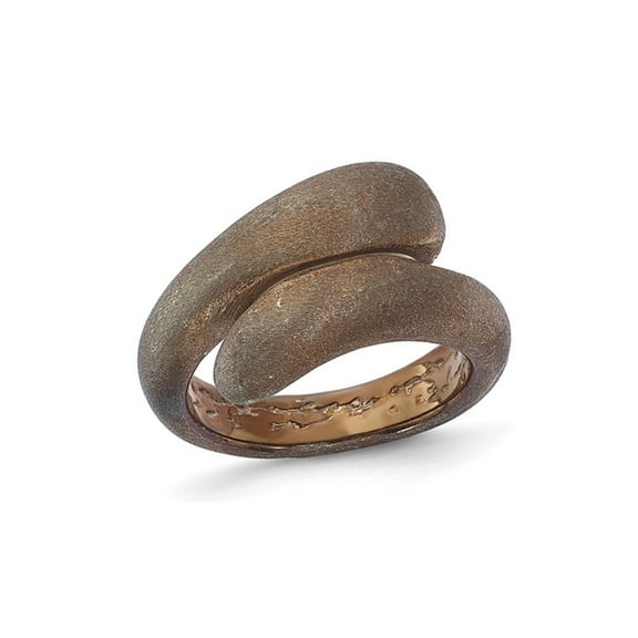 Gem & Harmony Satin Chocolate Sterling Silver By-Pass Ring (SIZE 7) for Women