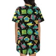 thumbnail image 3 of Naloa Geometric Dinosaur Women's Short-Sleeved Pajama Set, Loungewear, Summer pajamas, Breathable Cozy - XX-Large, 3 of 9
