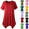 thumbnail image 5 of UPPADA Women's Summer Tunic Tops To Wear with Leggings Solid Irregular Hem T Shirts Short Sleeve Crewneck Flowy Loose Blouse, 5 of 6