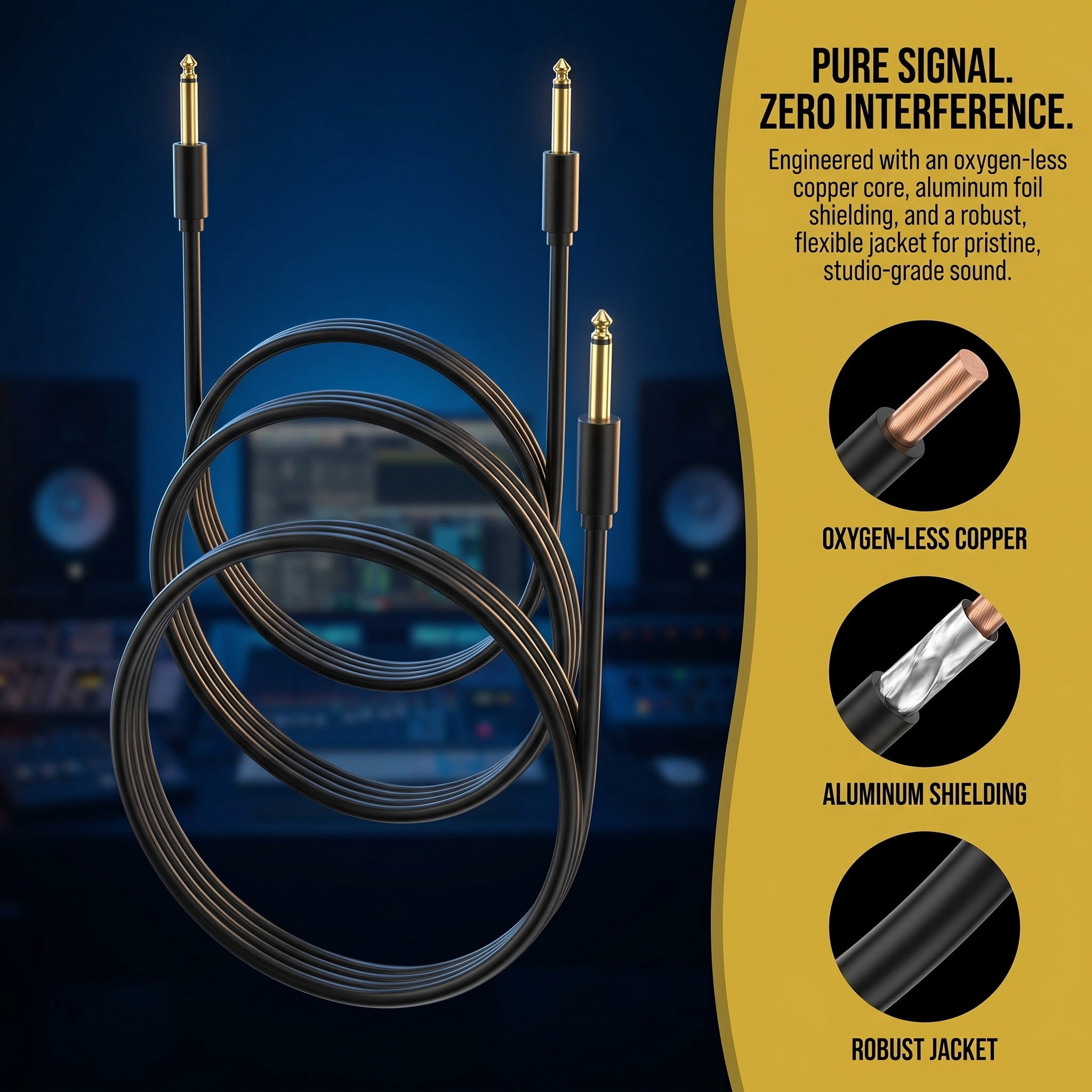 Stcellnmex 10 Pack 10 Ft Guitar Cable 1 4 Inch Straight To Straight Stereo Audio Cord Black Instrument Cable For Guitar Bass Keyboard Amplifier