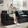 thumbnail image 3 of Villeston 112" Cloud Modular Sectional Sofa for Living Room, L-Shaped Cloud Sofa Couch with Chenille Fabric, 3 Seat Oversized Couch with Movable Ottoman,Black, 3 of 8