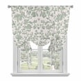 thumbnail image 2 of Pastoral Flowers Tie Up Curtain 45 Inches Long, Fruit Green Flower Vintage Linen Texture Balloon Style Kitchen Window Curtain Over Sink, Small Window Rod Pocket Curtain 42"x45", 2 of 9