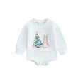 thumbnail image 1 of Gupgi Baby Girl Christmas Tree Romper 0-18M Long Sleeve Rabbit Print Jumpsuits, 1 of 7