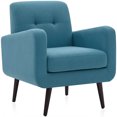 thumbnail image 6 of BELLEZE Hasting Arm Chair Comfy Fabric Upholstered Tufted Accent Chair Single Sofa for Bedroom Living Room with Wooden Legs, Blue, 6 of 7