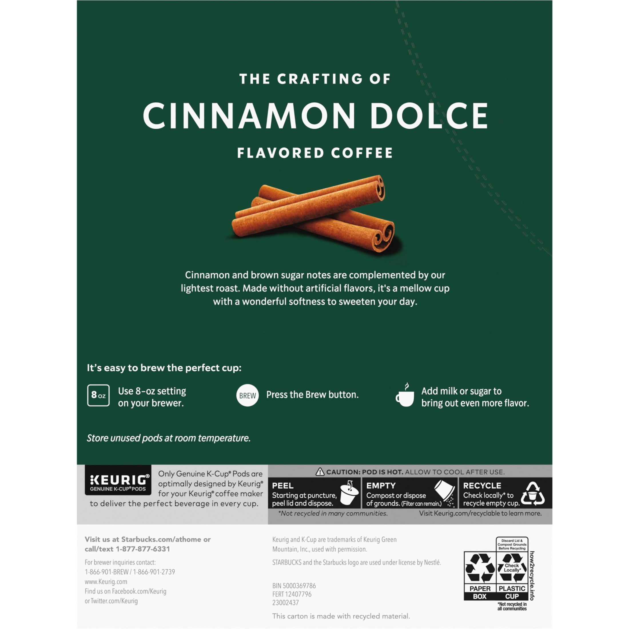 (4 pack) Starbucks Cinnamon Dolce, Hot or Iced Coffee, Flavored K-Cup Coffee Pods, 22 Count​