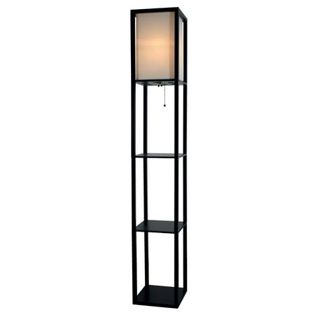 - Decor Works Shelf Floor Lamp with Fabric Shade (Black)
