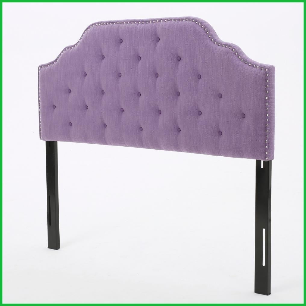 Queen Size Solid Wood Tufted Headboard with Adjustable Height & Nailhead Trim for Bedroom Décor