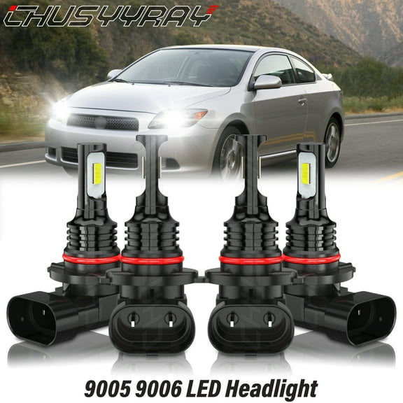 For Scion tC 2005 2006 2007 2008 4Pcs 6000K White Combo LED Headlight Bulbs High Low Beam