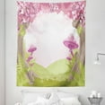 thumbnail image 1 of Forest Tapestry, Cherry Blossom Trees Land Forest Surreal Fantasy Wonderland Image, Fabric Wall Hanging Decor for Bedroom Living Room Dorm, 5 Sizes, Green Pink Brown, by Ambesonne, 1 of 1