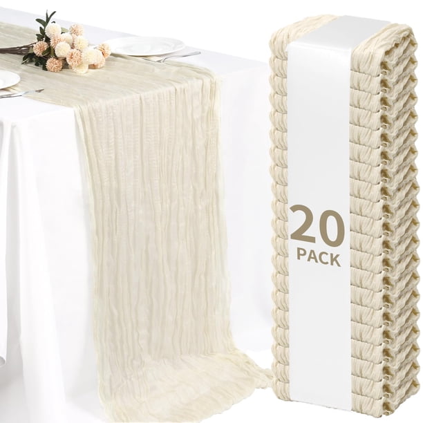 Fixwal Set de 20 Caminos de Mesa de Gasa Color Marfil 89x305 cm