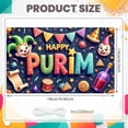 thumbnail image 2 of Colorful Happy Purim Banner Festive Purim Display Carnival Clown Hat Festive Backdrop for Purim Celebration Costume Party Indoor Decor, 2 of 9