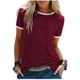 thumbnail image 2 of Camiseta de mujer Blusa casual de manga corta con costuras en bloque de color, rojo vino, M sidaley AP002400-12, 2 of 5
