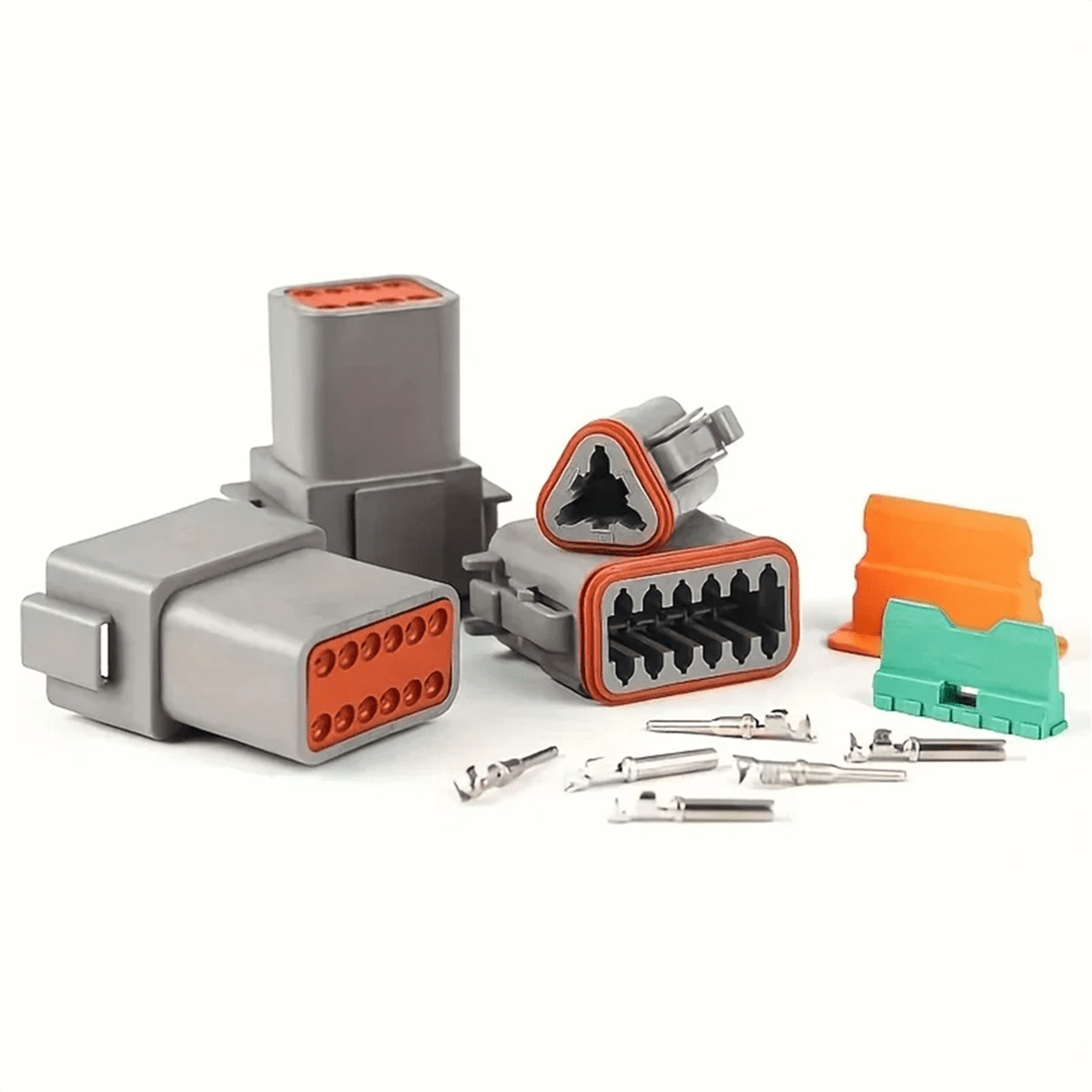 188pcs Deutsch DT Series Connector Assortment, Size 16 Stamped Contacts, Waterproof Automotive Electrical Connectors,188pcs x DT Series Connector,Gray & Orange