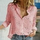 thumbnail image 2 of Blusa de lino con cuello en V y botones, manga larga, estilo informal y holgado, para la oficina, poliéster-spandex, tallas S-XXL, 2 of 5