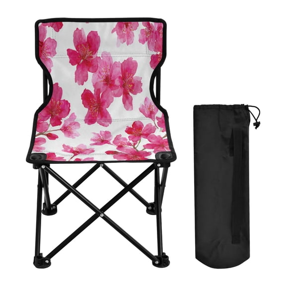 600D Oxford Camping Chair Portable Foldable Chair Supports 220 lbs for Picnic, Fishing, Backpacking Watercolor Cherry Blossom