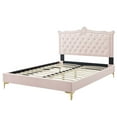 thumbnail image 6 of Platform Bed Frame, Nailhead, Queen Size, Pink, Velvet, Modern Contemporary, Bedroom Master Guest Suite Room, 6 of 10